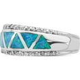 thumbnail image 3 of Sterling Silver Rhodium-Plated Triangle Lab Created Blue Opal & Cz Ring (Size 8) Made In China qr6991-8, 3 of 5