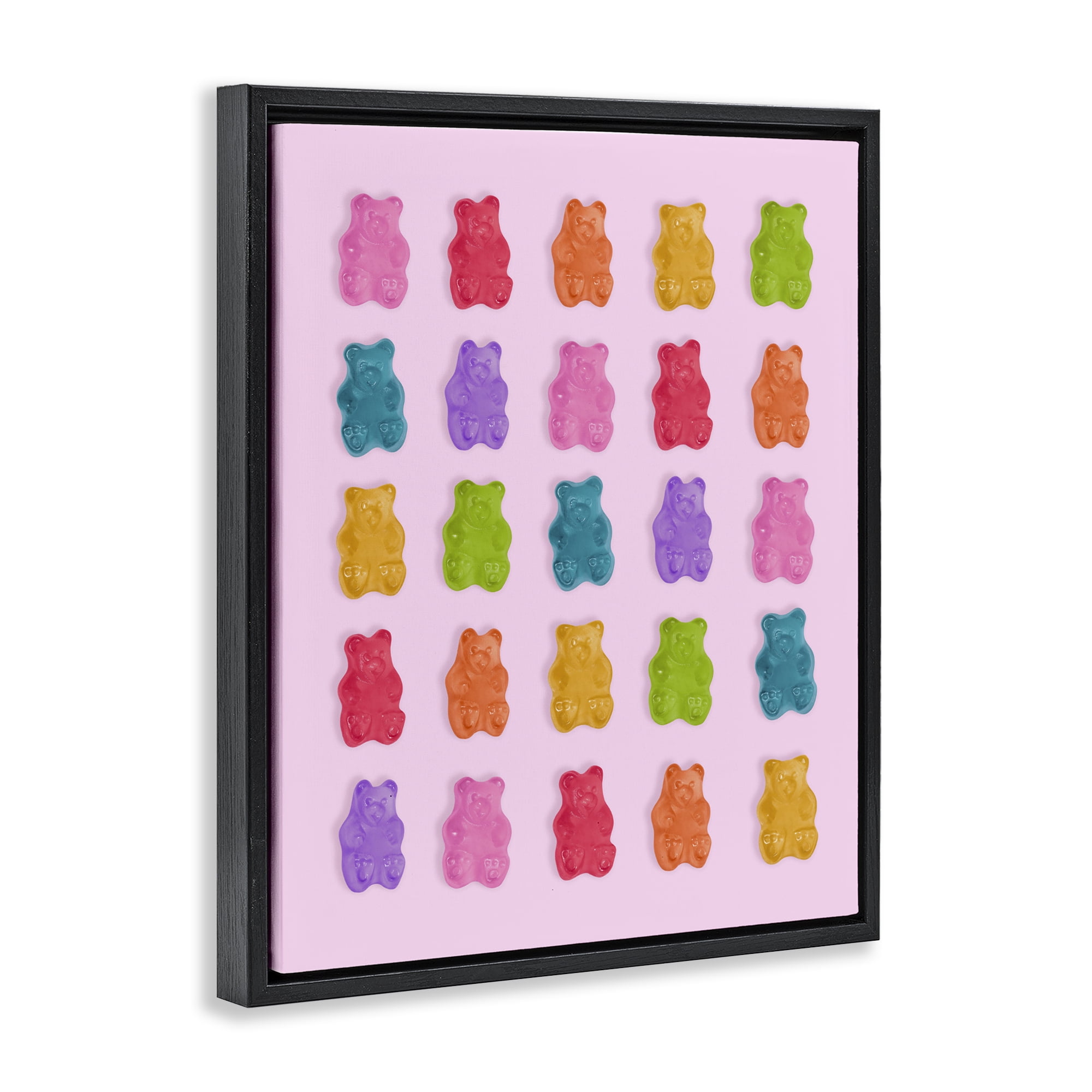 Stupell Industries Pastel Gummies on Pink Black Framed Floater Canvas Wall Art, design by LISH Creative