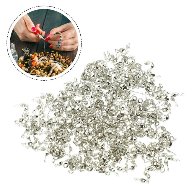 ORDDIART 300Pcs Silver Crimps Beads for Jewelry Making DIY Cord Ends Knot Cover Premium Alloy
