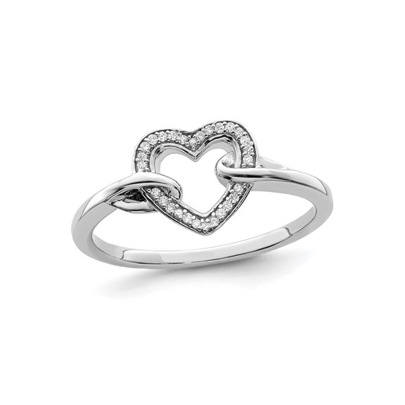 Gem & Harmony 1/20 Carat (Ctw) Diamond Heart Promise Ring in Sterling Silver for Women