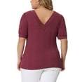 thumbnail image 4 of DARING DIVA Women's Plus Tops V Neck Pullover Knitted Casual Blouses 3X Burgundy, 4 of 6