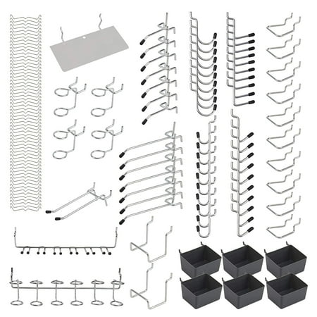 

Carevas 140Pcs Metal Pegboard Hooks Organizer Assortment Kit Peg Locks Hanging Applications