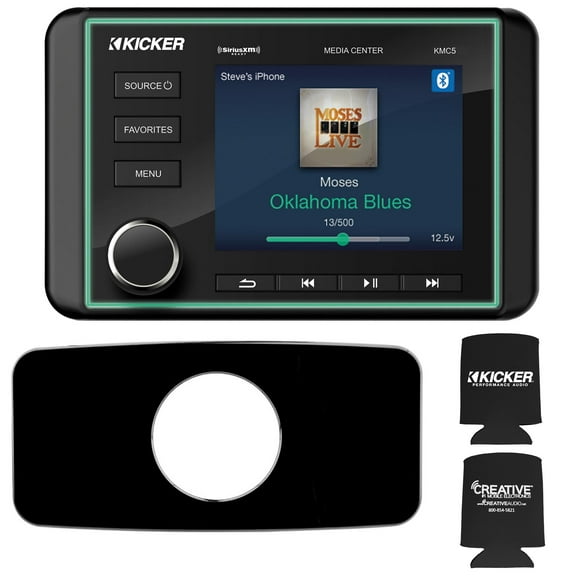 Kicker KMC5 Waterproof Radio With Stinger Marine SEADASH3B Universal Marine 3" Radio Dash Kit - Black