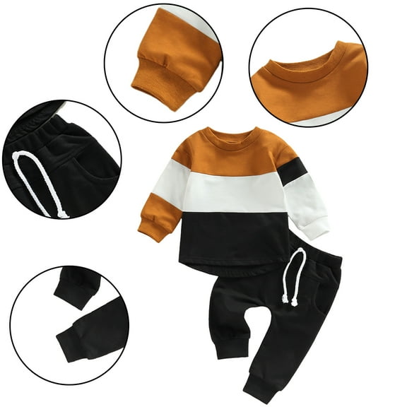 Esaierr 4M-4Y Boys tracksuits Jogger Pants Set for Toddler Baby 2Pcs Casual Sweatshirt Top  Casual Sweatpants Newborn Sweat Suits