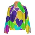 thumbnail image 6 of Jackets for Women Winter Coat Jackets Flannel Stand Collar Jacket(Colorful Hearts Abstract Art,Size:S-4XL), 6 of 7