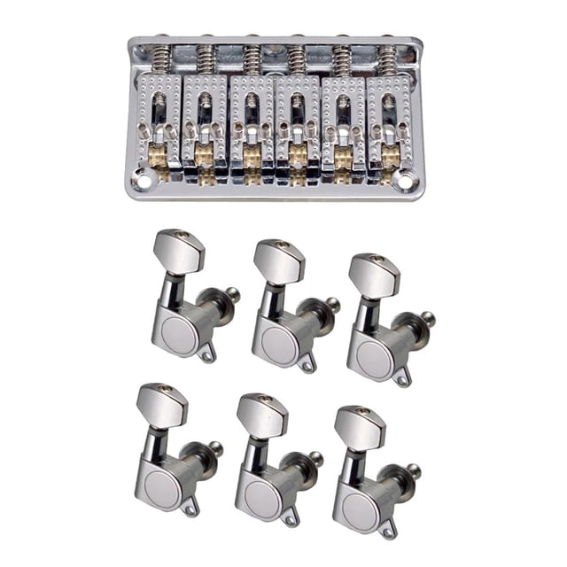 Guitarra Eléctrica De 69 Mm Puente Fijo Rígido + 6R Engranajes Sellados Clavijas De Afinación Sintonizadores Cabezales Yuyangstore Puente rígido fijo de 6 cuerdas