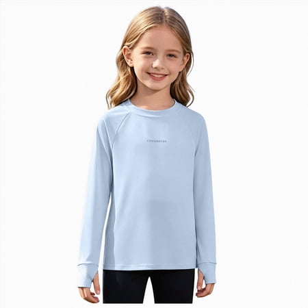 Xyant UPF 50+ Sun Shirts 3T to Youth Rash Guard for Boys and Kid Girls Long Sleeve UV Protection Sun Shirts (Light Blue 5-6 Years)