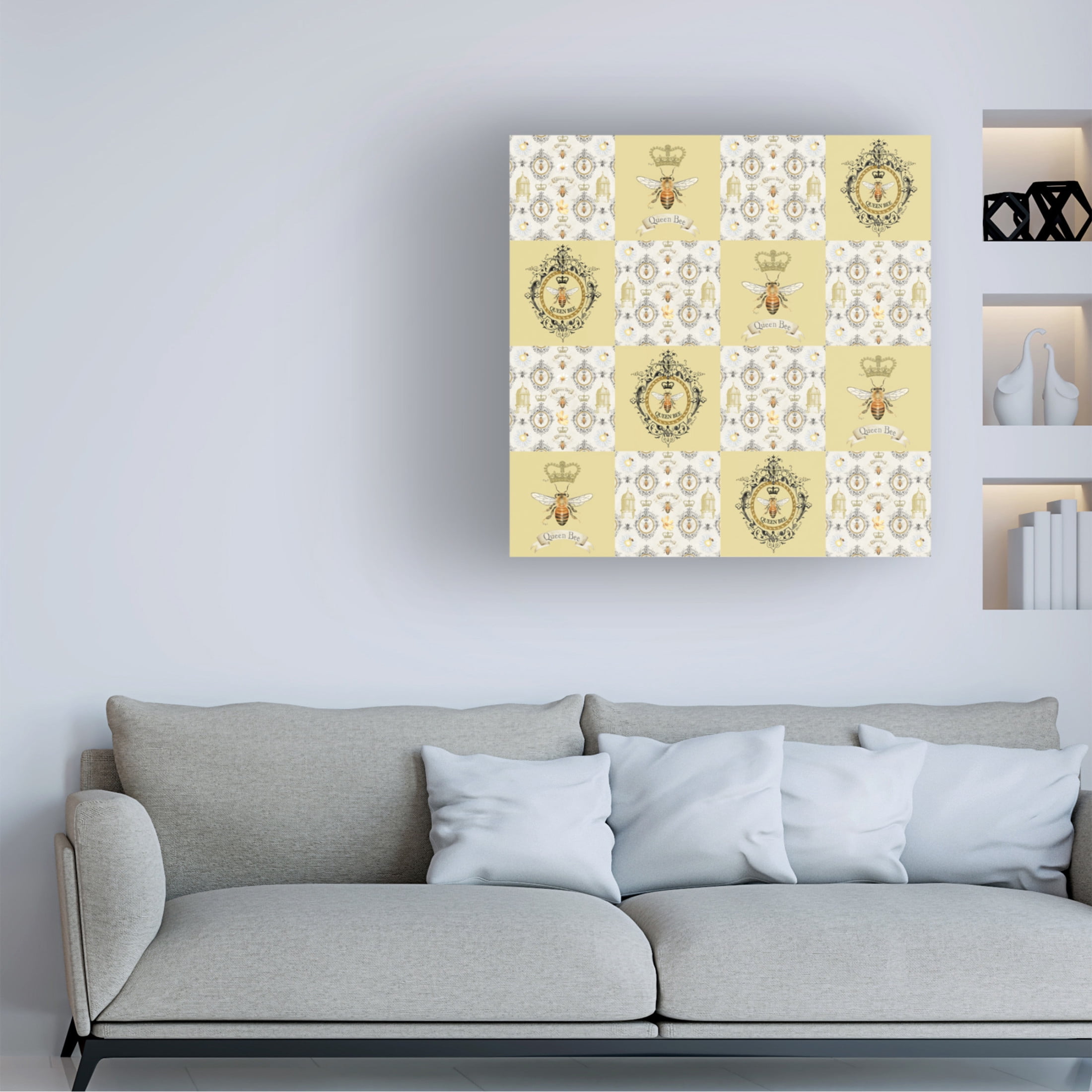 Canvas Wall Art - Jean Plout 'Queen Bee Collection D' Wall Art for Living Room, Bedroom, or Office Décor by Trademark Fine Art - 14 x 14 Inches