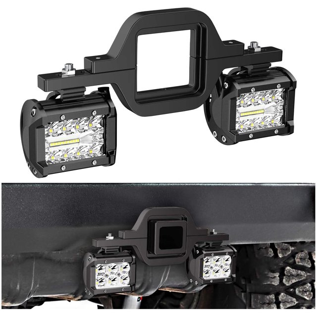 Paquete de cápsulas LED de 60 W de 4 pulgadas con soportes de montaje de enganche de remolque de 2,5 pulgadas