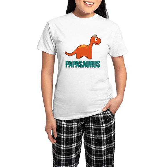 CafePress - Papasaurus Women's Light Pajamas - Women's Short Sleeve Print T-Shirt and Pants Light Cotton Pajama Set