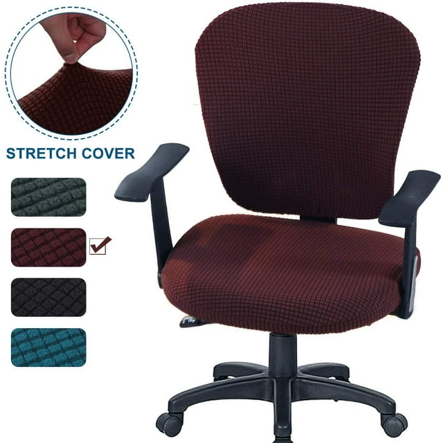 Office Chair Cover 2 Piece Stretchable Computer Office Chair Covers Universal Chair Seat Covers Stretch Rotating Chair Slipcovers Washable Spandex Desk Chair Cover Protectors