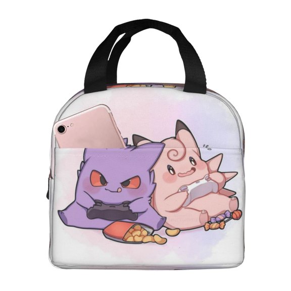 Gengar Lunch Bags Insulated Lunch Box Reusable Cooler Tote Bag with Front Pocket for Women Men Adults Work Picnic Travel 8.5 x 5 x 8 inch