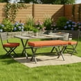 thumbnail image 3 of Krikacy Banc à Dessus en Bois d'Acier Brun avec Coussins Rouges - Intérieur/extérieur/banc de Patio/banc de Salle à Manger, 3 of 6