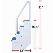 Aqua Select White Everest Swimming Pool Step and Outside Flip up Ladder System, Blue Steps