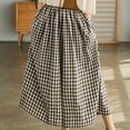thumbnail image 3 of Women Gingham Culottes Wide Leg Palazzo Pants Elastic Waist Plaid Capri Pant with Pockets for Work Travel Causal, 3 of 4