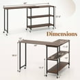 thumbnail image 3 of Costway 360° Rotation Mobile Laptop Table with 2-Tier Storage Shelves & 6 Universal Wheels Walnut, 3 of 10