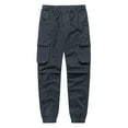thumbnail image 2 of Under 10 dollars! Men Cargo Pants Plus Size Drawstring Stretch Waist Straight Joggers Trousers Tapered Sweatpants with Multi Pockets, 2 of 3