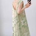 thumbnail image 4 of Nightgown Women's Long Cotton Sleep Dress Vintage Floral Sleeveless Nightshirt with Pockets Mint Green Free Size, 4 of 5
