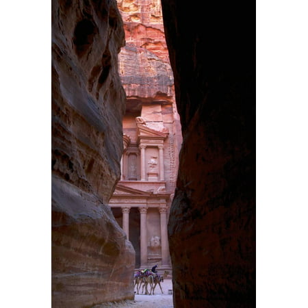 Glimpse of the Treasury from the Siq, Petra, UNESCO World Heritage Site, Jordan, Middle East Print Wall Art By Neil