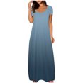thumbnail image 3 of Meichang Robes d'Été pour Femmes 2025 Robe Maxi Grande Taille Imprimé Dégradé Robe Décontractée Manches Courtes Col Rond Robes T-Shirt Travail Coupe Ample Longue Robe, 3 of 6