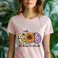 thumbnail image 5 of With God All Things Are Possible Bible Verse T-Shirt with Sunflower, CarolinaBlue, Size L, 5 of 6