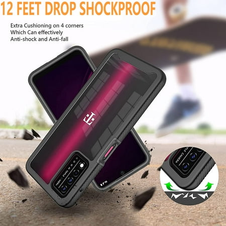 T-Mobile Revvl V+ 5G Phone Case, [Not Fit Revvl 4/5G] 12 feet Drop Test Shockproof Transparent Back Cover (Black)