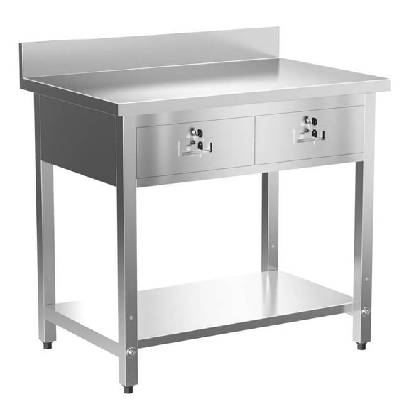 Ktaxon Stainless Steel Work Table with 2 Drawers 36" X 24", NSF Heavy Duty Prep Work Table Utility Table with Undershelf, for Kitchen, Restaurant, Home, Hotel, Garage