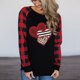 thumbnail image 1 of ICHUANYI Clearance Women's Loose Fashion Plaid Christmas Stitching O-Collar Long-sleeved Tops Blouse(Black, L) ICHUANYI WER2023081503271, 1 of 9