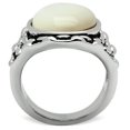 thumbnail image 3 of 3W186 - Rhodium Brass Ring with Precious Stone Conch in White, 3 of 4