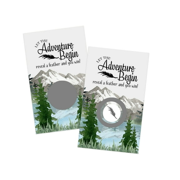 Adventure Awaits Mountain Scratch Off Cards (30 Pack) - Boys Baby Shower Games, Fun Reveal to Win Activities, Prize Drawings