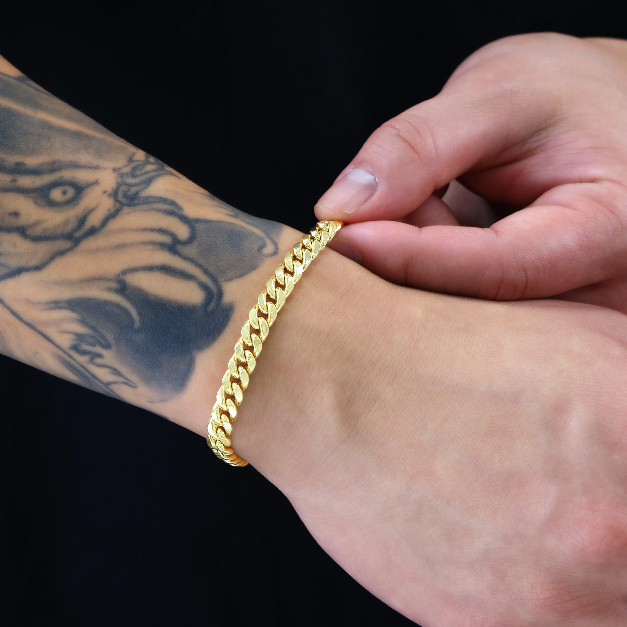 Nuragold 10k Real Yellow Gold Miami Cuban Link 6.5mm Chain Bracelet (7"-9") Italian Jewelry for Men & Women