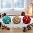 thumbnail image 2 of OCCOA Sequin Pearl Christmas Ball Ornaments Glitter Hanging Baubles in Teal Gold Red for Xmas Tree Wreath Holiday Decor Home Accents Party Supplies, Gold, 2 of 6