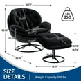 thumbnail image 2 of KINFFICT Accent Swivel Chair with Ottoman, Modern Lounge Chair with Footrest, Comfy Round Armchair with Tufted Design, for Living Room Bedroom, Black, 2 of 6
