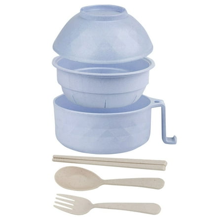 unbranded Bowls Drain Instant Noodle Bowl Tableware Set Student 16x16cm Sky-blue