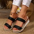 thumbnail image 4 of Womens Platform Slip on Sandals Fashion Summer Braided Leather Wedge High Heel Dress Slippers for Ladies 2025, 4 of 7