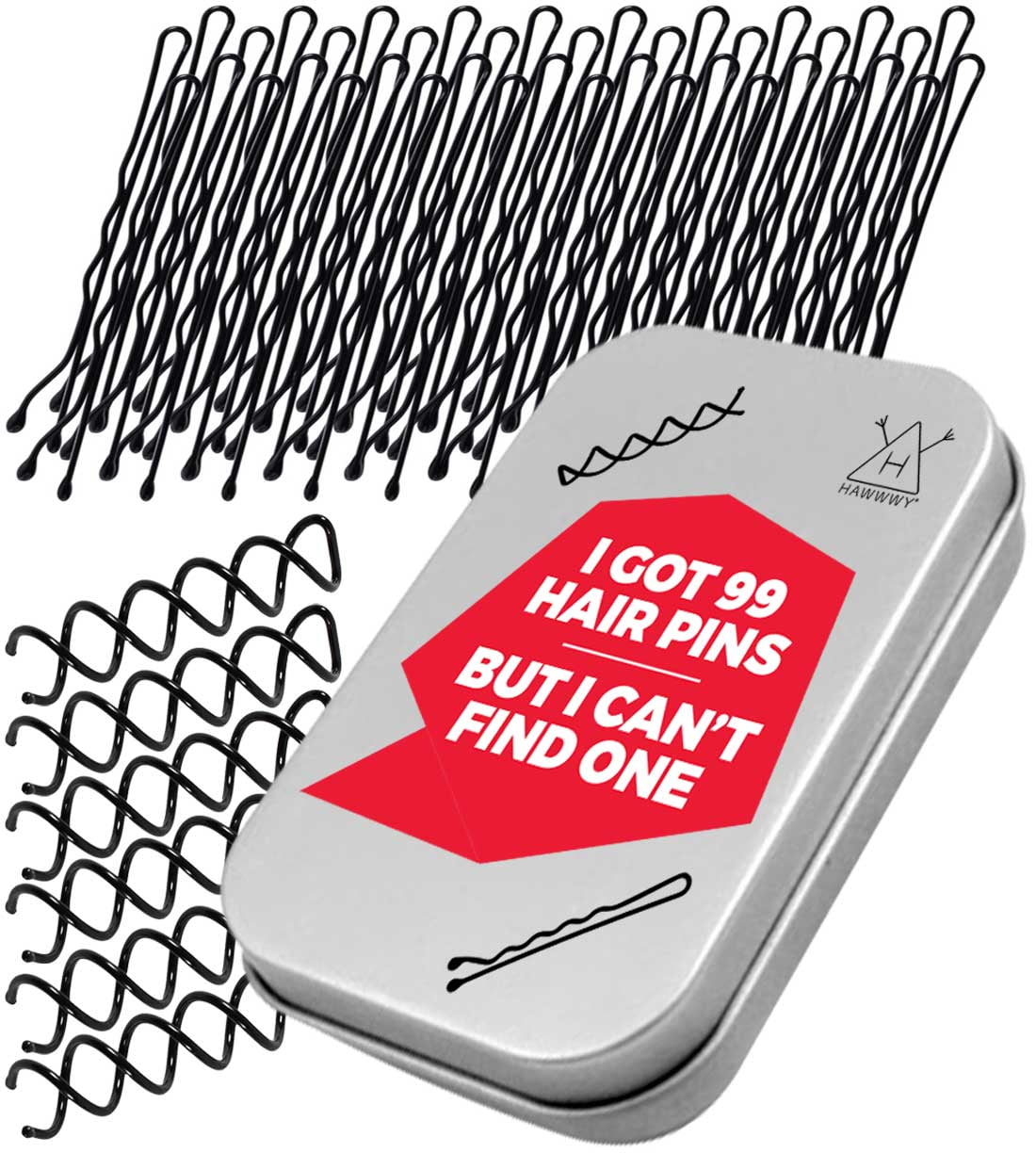 Hawwwy 110 Ultimate Bobby Pins, Includes 10 Spin Pins and 100 Bobby