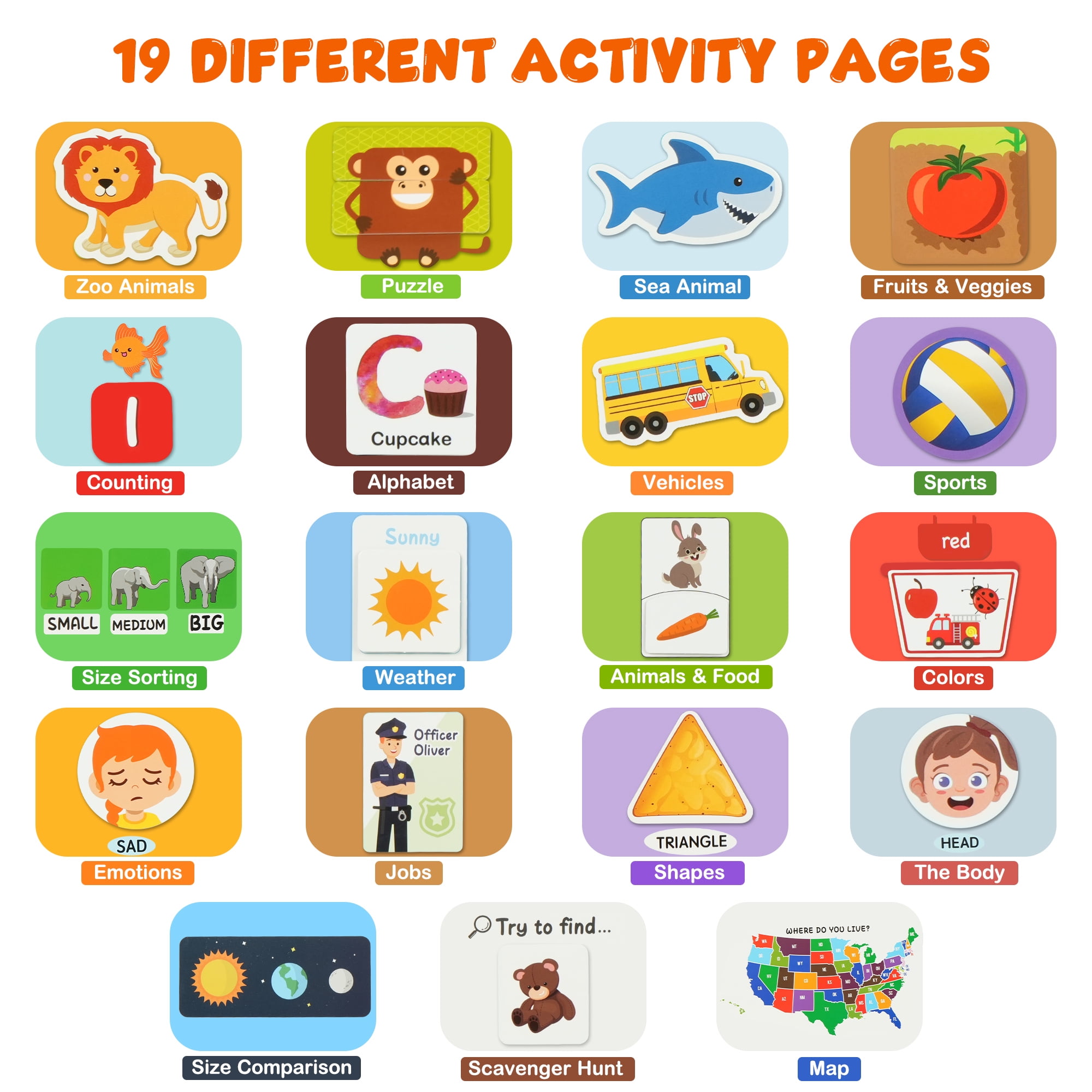 BenBen Montessori Busy Book for Toddlers 3+, Preschool Learning Activities 30 Themes for Boys Girls