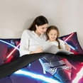 thumbnail image 4 of jejeloiu Modern Cool Lightsaber 7-Piece Twin Bedding Sets,Cartoon Light Sword Bedding Comforter Set,Neon Red Blue Sheet Sets For Boys Kids,Breathable Home Decor Reversible, 4 of 8