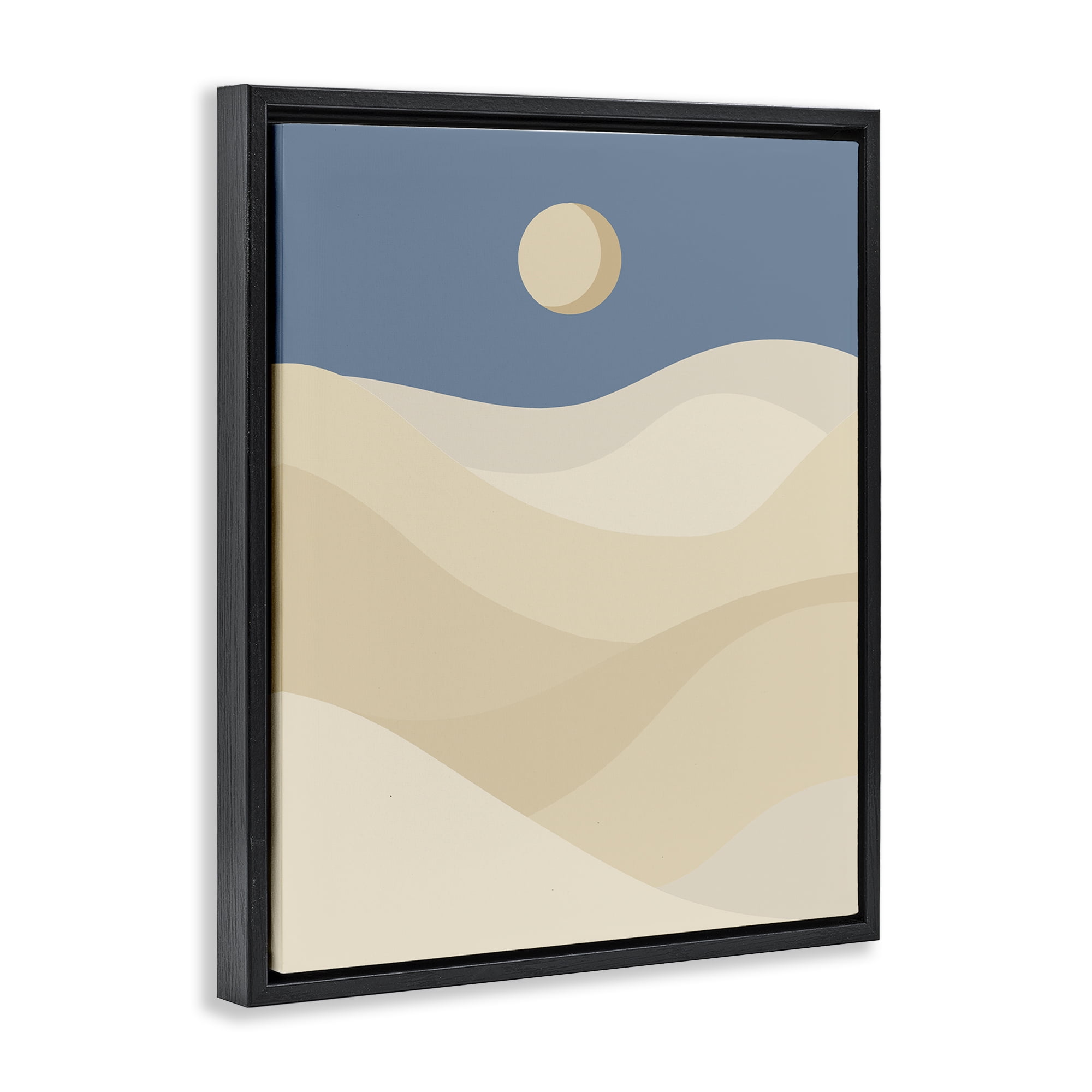 Stupell Industries Desert Dunes & Moon Landscape & Nature Painting Black Floater Framed Canvas Art Print Wall Art, 25 x 31