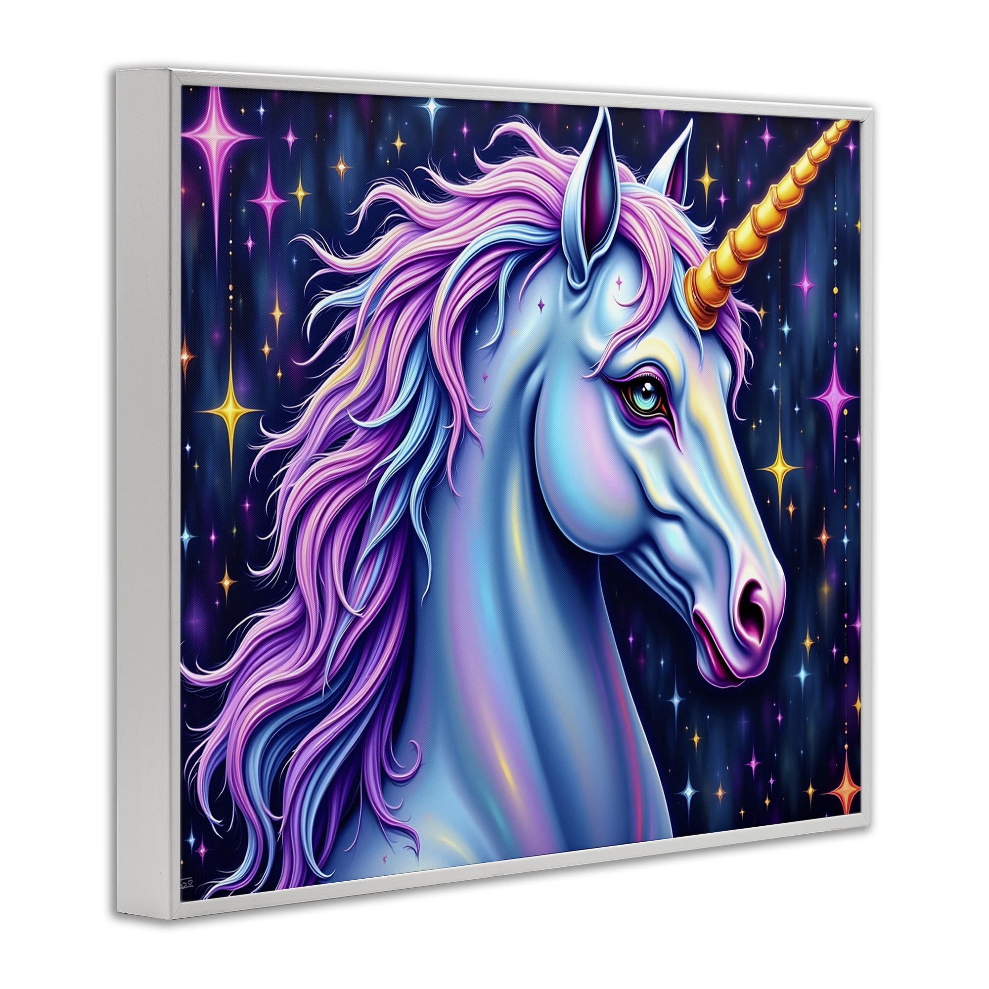 Stupell Industries Star Dancer Unicorn White Framed Giclee Art, design by Tabz Jones