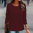 thumbnail image 2 of Jalioing Knitted Blouse for Women Spring Long Sleeved Shirt Crew Neck Solid Color Pullover Top (XX-Large, Wine), 2 of 6