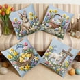 thumbnail image 4 of AZXY Easter Decorative Throw Pillow Covers 18x18 Set of 4, Soft Flock Fabric Square Pillow Case, Farmhouse Outdoor Pillow Cover for Couch Sofa Bed Car Spring Easter Home Decor, 4 of 6