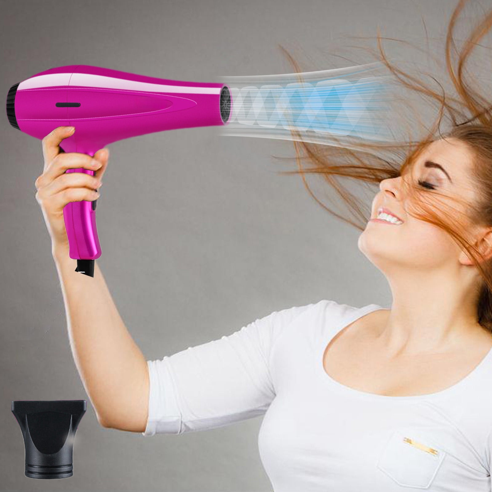 Iumwxz 110V Hair Dryer for Women and Men with 5 Heat Settings, Fast Drying High Power Motor and Concentrator Attachment, Compact Design for Home Salon Gym Travel