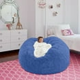 thumbnail image 3 of KQJQS Giant Bean Bag Chair Cover - 5FT Round Faux Fur Beanbag Cover for Kids and Adults, Soft and Fluffy Lazy Sofa Bed Cover (Blue, No Filler), 3 of 3