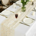 thumbnail image 1 of Camino de Mesa de Gasa Beige Dorado 120 Pulgadas 10 Pies, Lámina Metálica Brillante Transparente para Comedor Boda Aniversario Día Festivo Cumpleaños Decoración de Mesa para Fiesta en Casa, 1 of 4