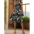 thumbnail image 6 of Gdvsclr Floral Dress for Women Wedding Guest Crewneck Short Sleeve Tie Waist Midi Flowy Boho Beach Dresses, 6 of 7