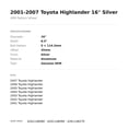 thumbnail image 2 of Toyota Fits HighLander Wheel 2001-2007 16" Factory OEM 11003806, 2 of 2