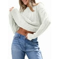 thumbnail image 3 of Women'S Oversized Cable Knit Crewneck Sweaters White M, 3 of 8