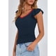 thumbnail image 5 of Camisa de Mujer PRETTYGARDEN Cuello en V con Volantes Azul Marino Talle M, 5 of 9
