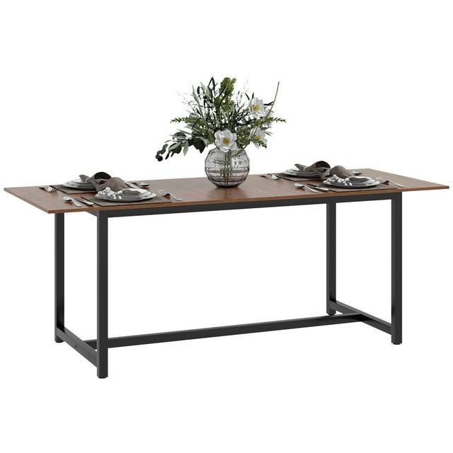 HOMCOM Table à Manger Extensible 63 Pouces-79 Pouces avec Cadre en Acier pour Cuisine